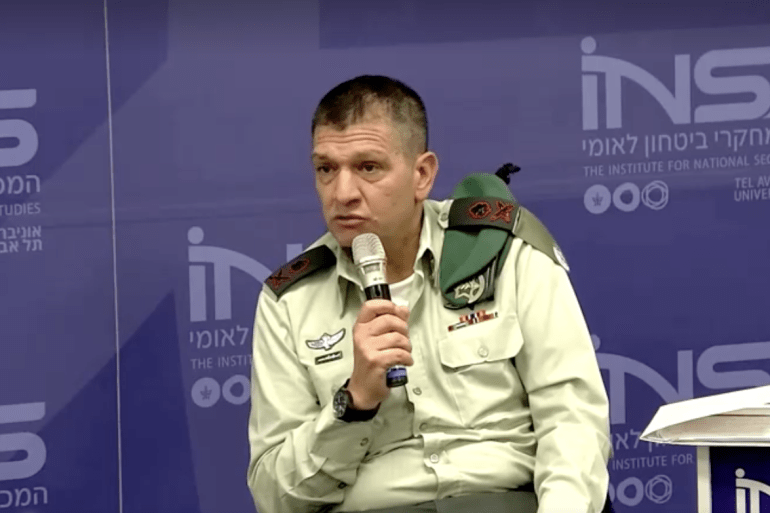MAJOR-GENERAL AHARON HALIVA, CHIEF OF ISRAELI MILITARY INTELLIGENCE DURING A PANEL AT TEL AVIV UNIVERSITY'S INSTITUTE FOR NATIONAL SECURITY STUDIES (INSS) [Screen grab/Reuters]